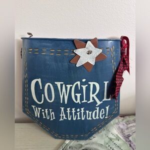 Cowgirl With Attitude Decoration- Navy & Cream